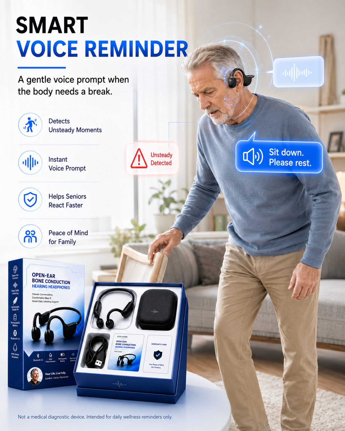 🎧 Open-Ear Bone Conduction Hearing Headphones  Hear Conversations Clearly. Stay Comfortable All Day.